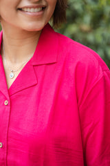 Hot pink plain Half Sleeve Shirt