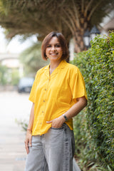 Yellow plain Half Sleeve Shirt