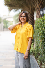 Yellow plain Half Sleeve Shirt