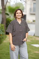 Black printed Half Sleeve Shirt