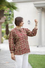 Maroon Batik Top