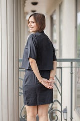 Black Crop Shirt & Mini Skirt Set