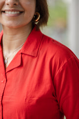 Hot Red Crop Shirt & Mini Skirt Set