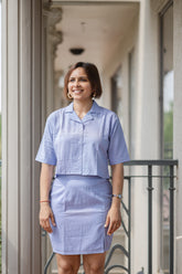 Powder Blue Crop Shirt & Mini Skirt Set