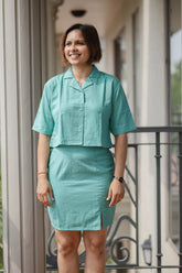 Mint Green Crop Shirt & Mini Skirt Set