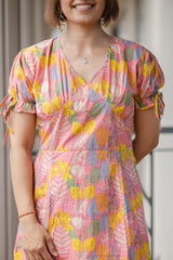 Blush Pink Floral Print Summer Dress