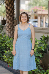 Blue Linning Sleeveless Summer Dress