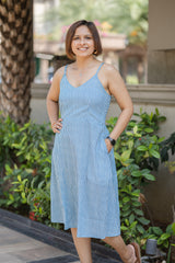 Blue Linning Sleeveless Summer Dress
