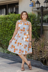 Off-White Printed Sleeveless Summer Dress