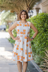 Off-White Printed Sleeveless Summer Dress