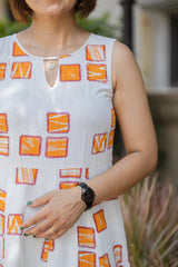 Off-White Printed Sleeveless Summer Dress