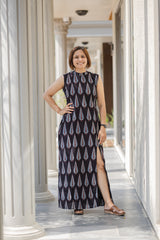 Black Printed Sleeveless Gown