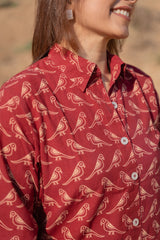 Red Parrot Printed Summer Dress