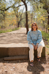 Batik Print Sky Blue Top