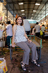 White Printed Sleeveless Top
