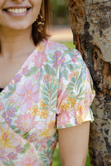 Baby Pink Floral Print Summer Dress