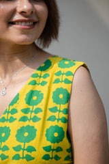 Yellow Batik Print Waistcoat & Pant