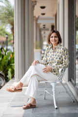 Off White Printed Full Sleeve Shirt