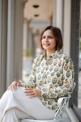 Off White Printed Full Sleeve Shirt