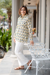 Off White Printed Full Sleeve Shirt