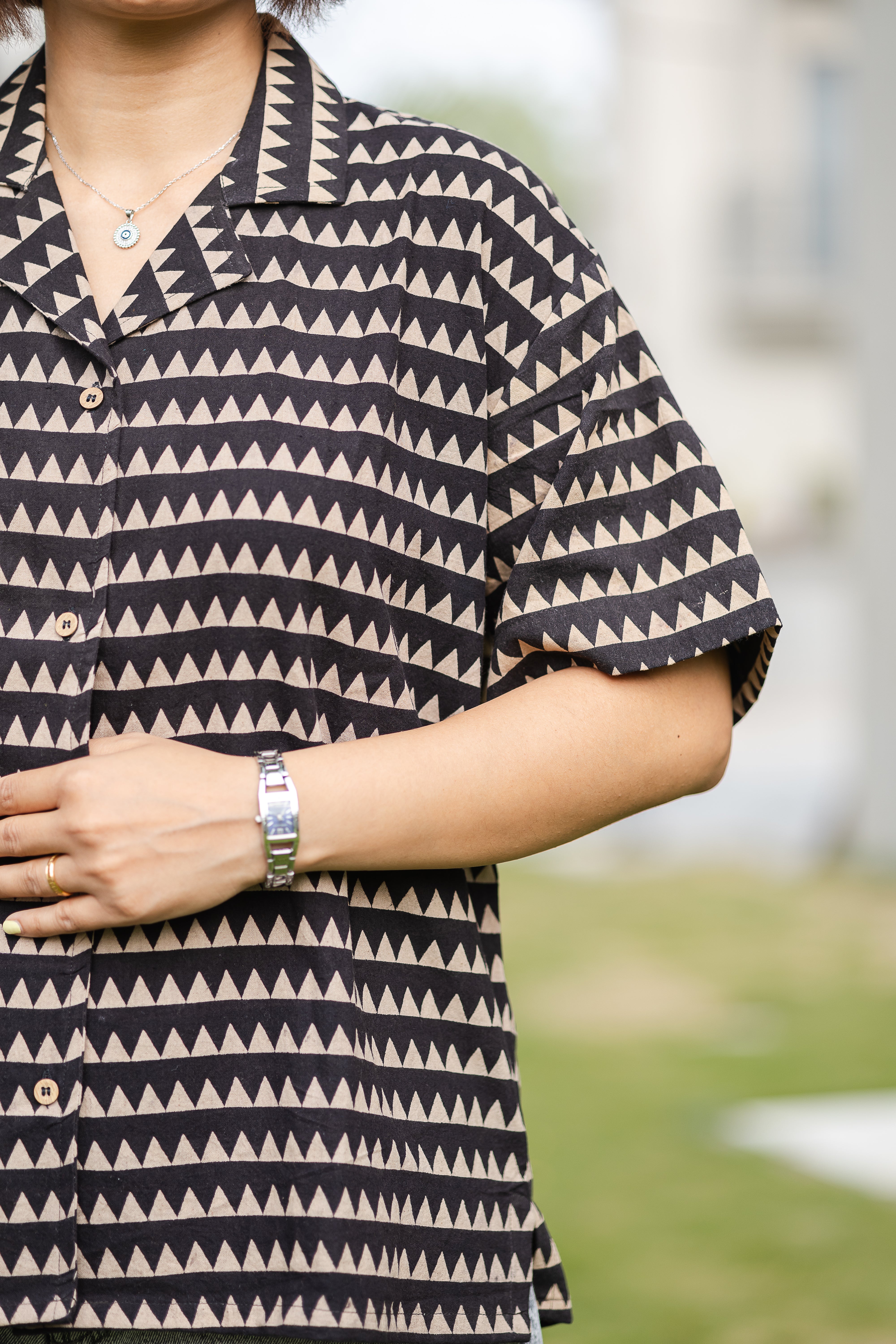 Black printed Half Sleeve Shirt
