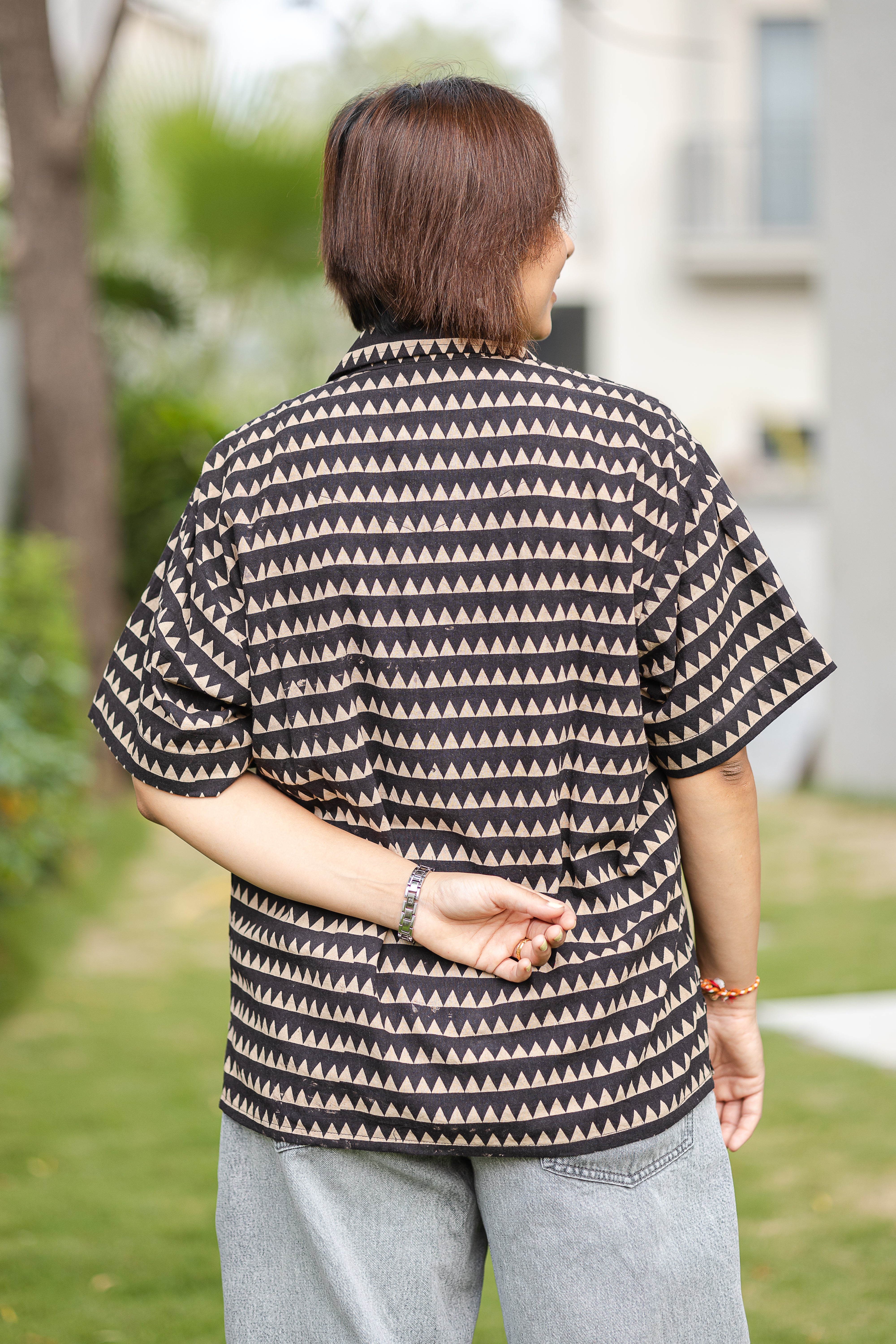 Black printed Half Sleeve Shirt