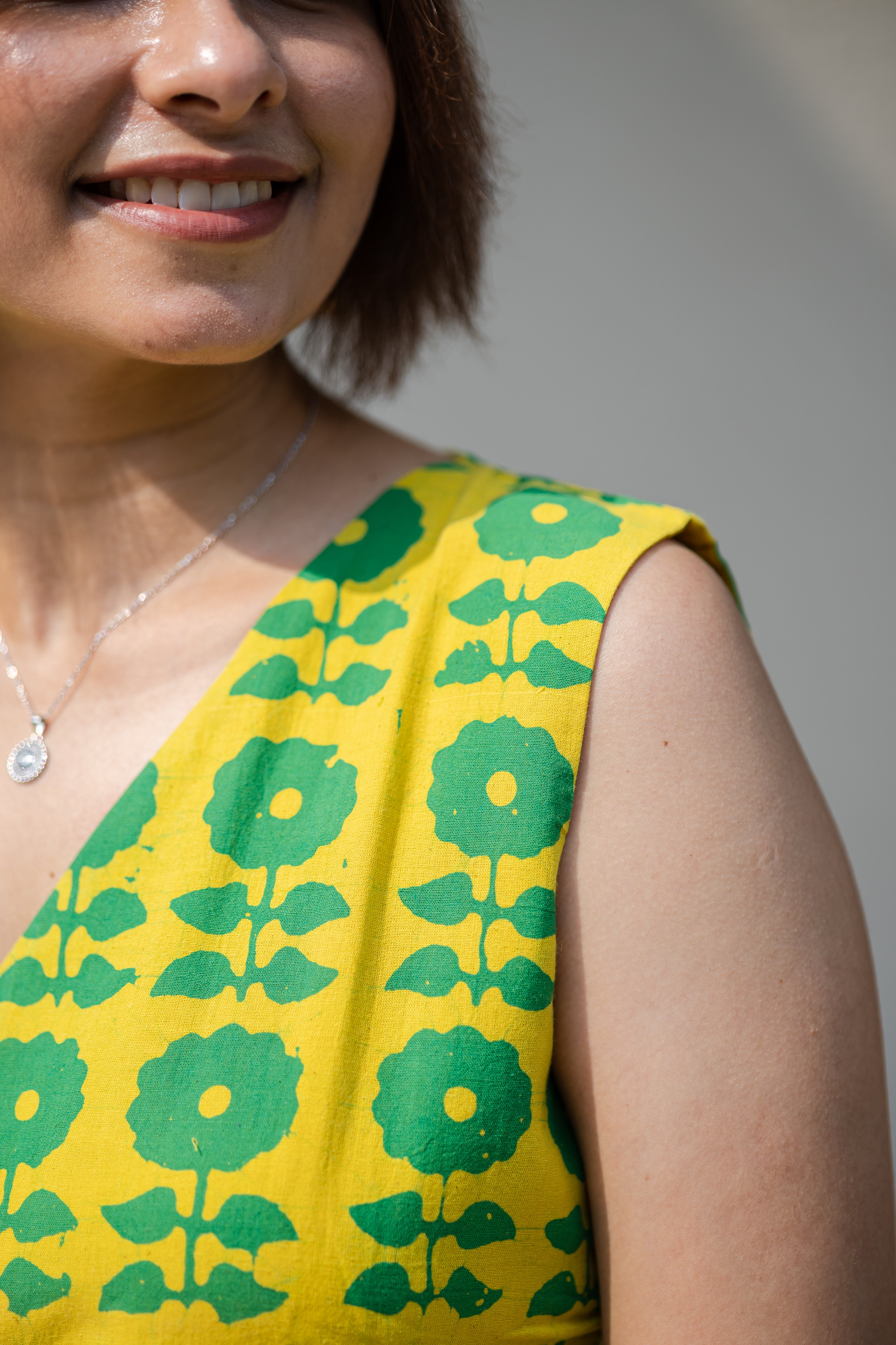 Yellow Batik Print Waistcoat & Pant