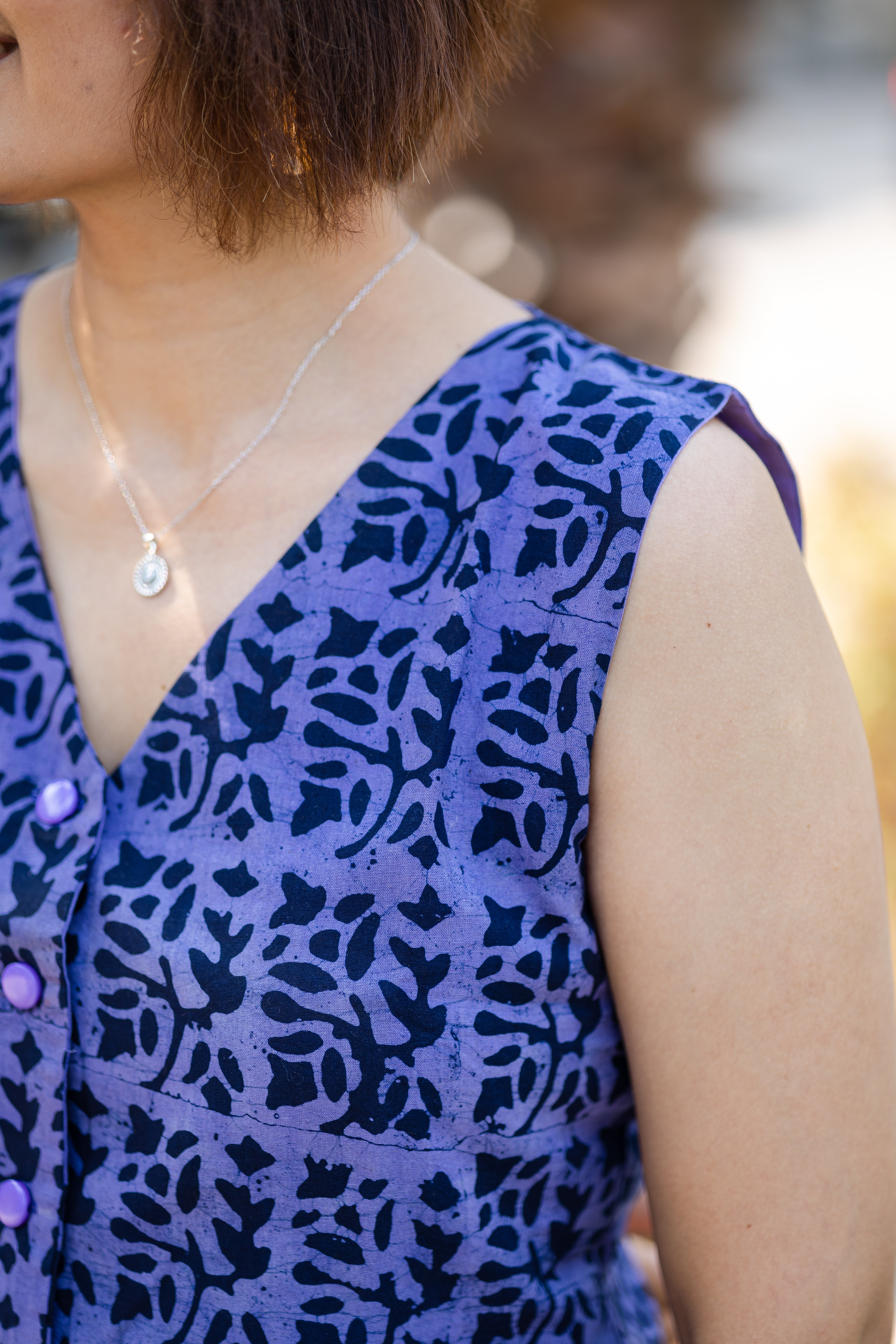 Purple Batik Print Waistcoat & Pant