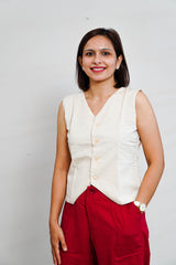 Women`s White Waistcoat 