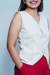 Women`s White Waistcoat 