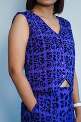 Purple printed waistcoat