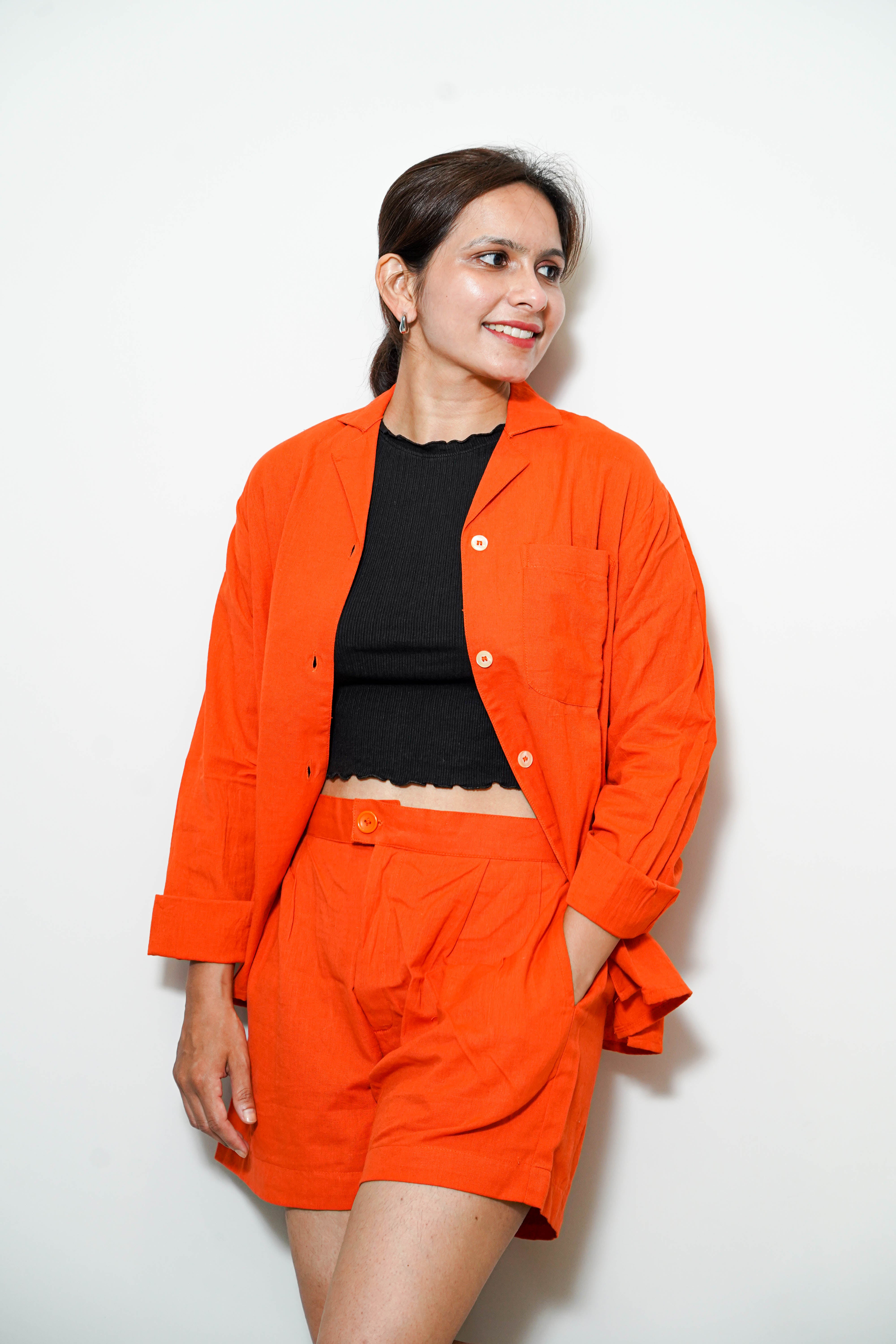 Orange Womens Shirt - Shorts