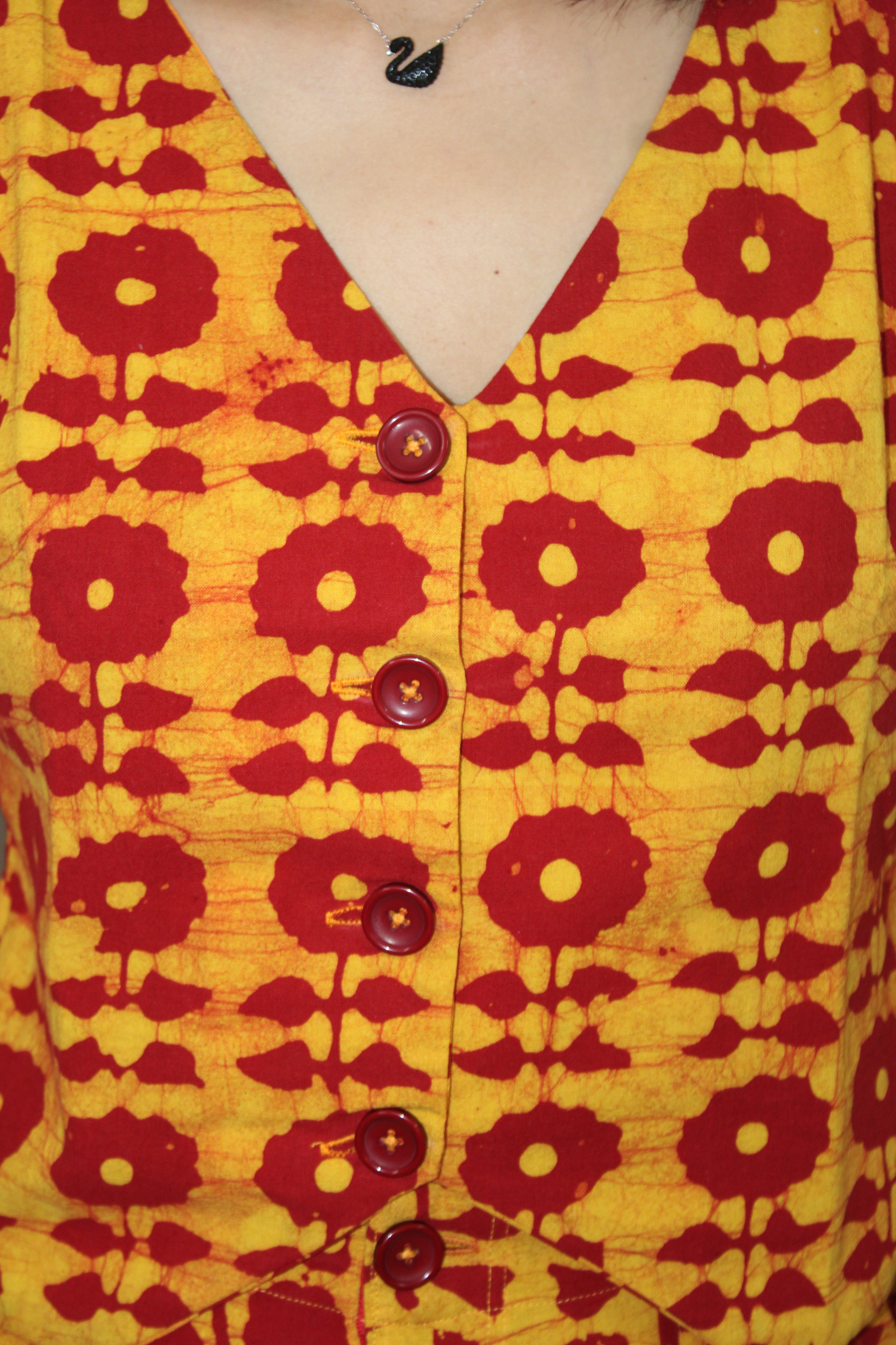 Red Printed Waistcoat