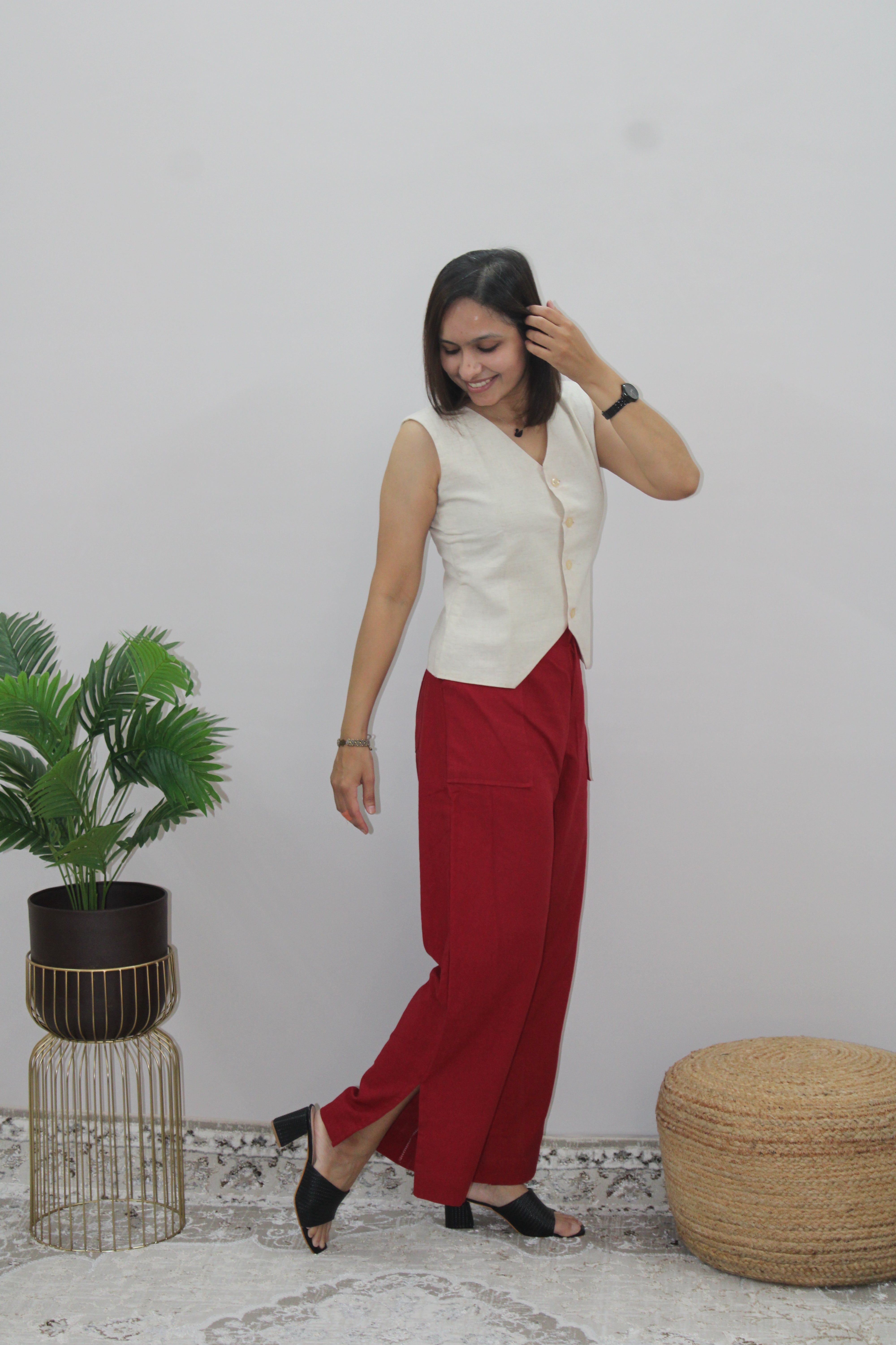 White and Red Co-ord Set