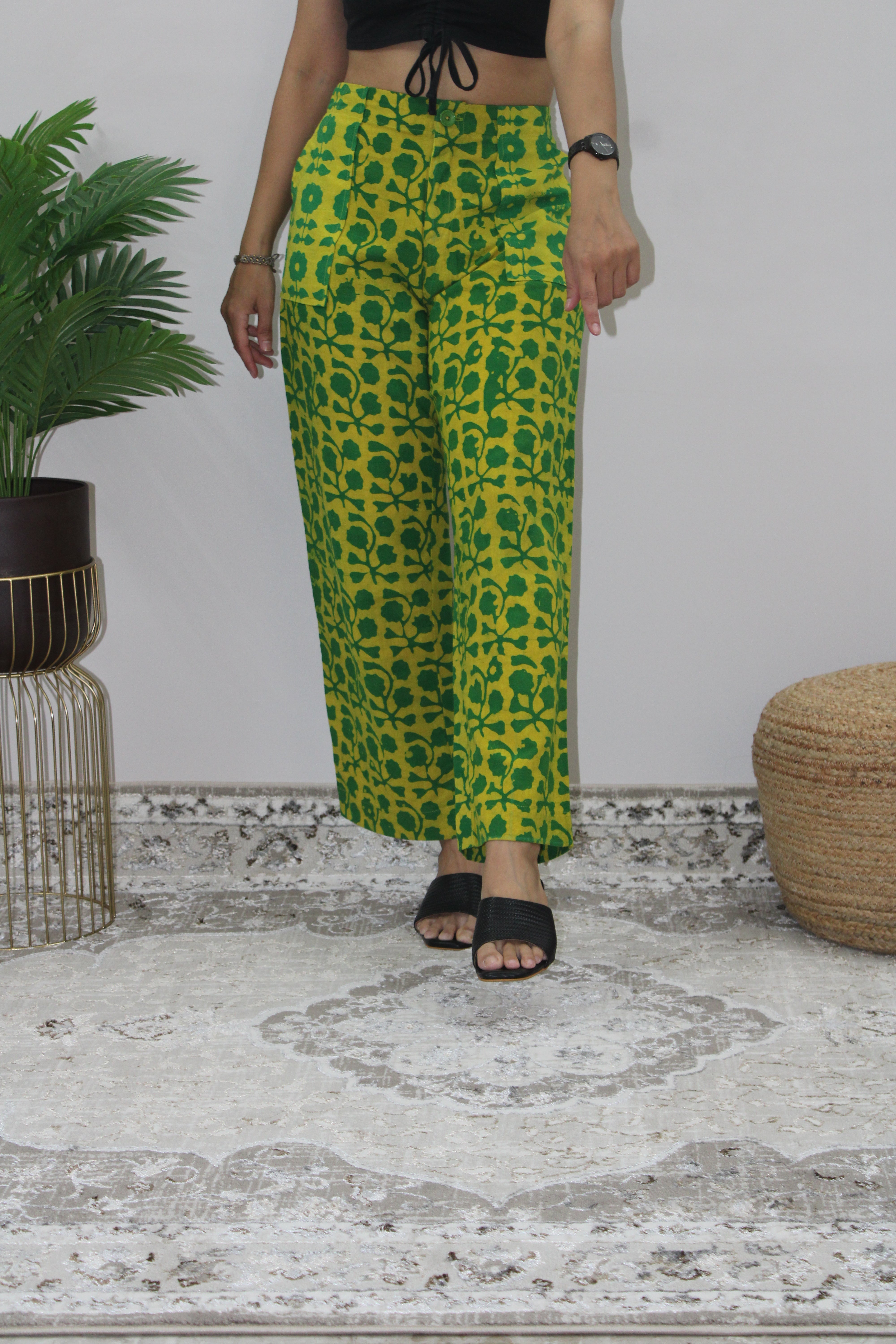 Yellow Printed Pant