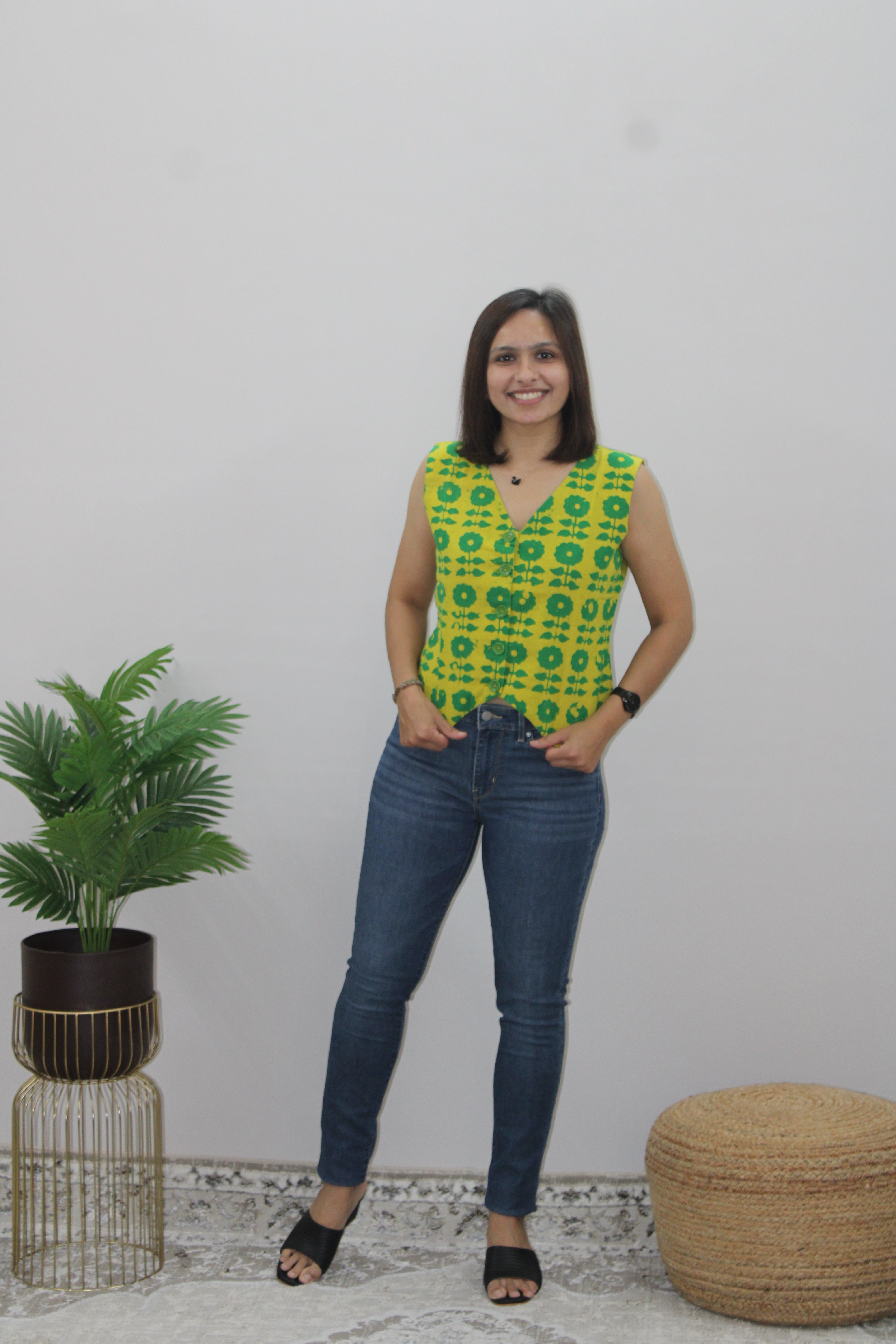 Yellow Printed Top