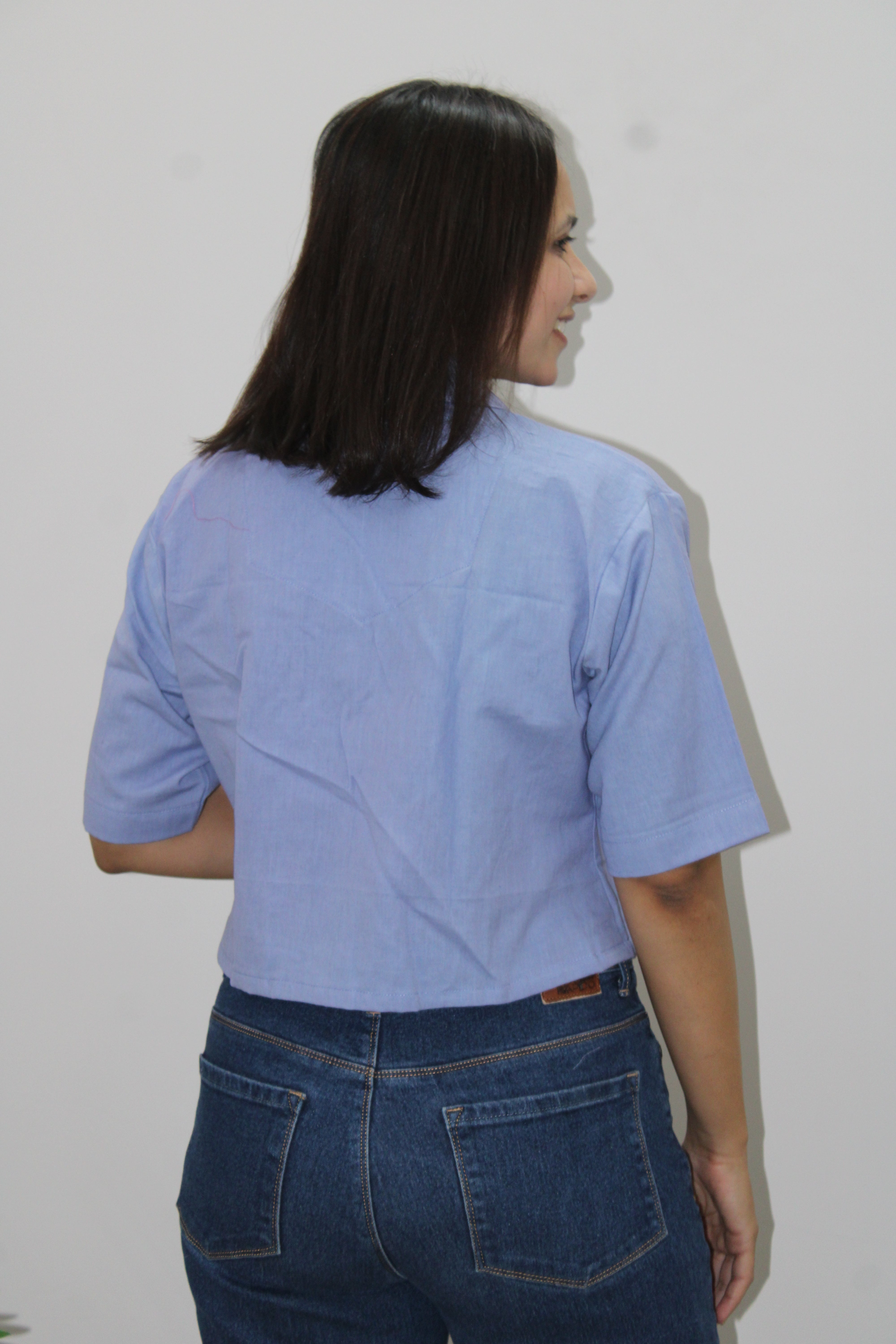 Sky Blue Crop Shirt