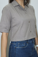 Grey Crop Shirt