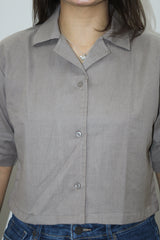 Grey Crop Shirt