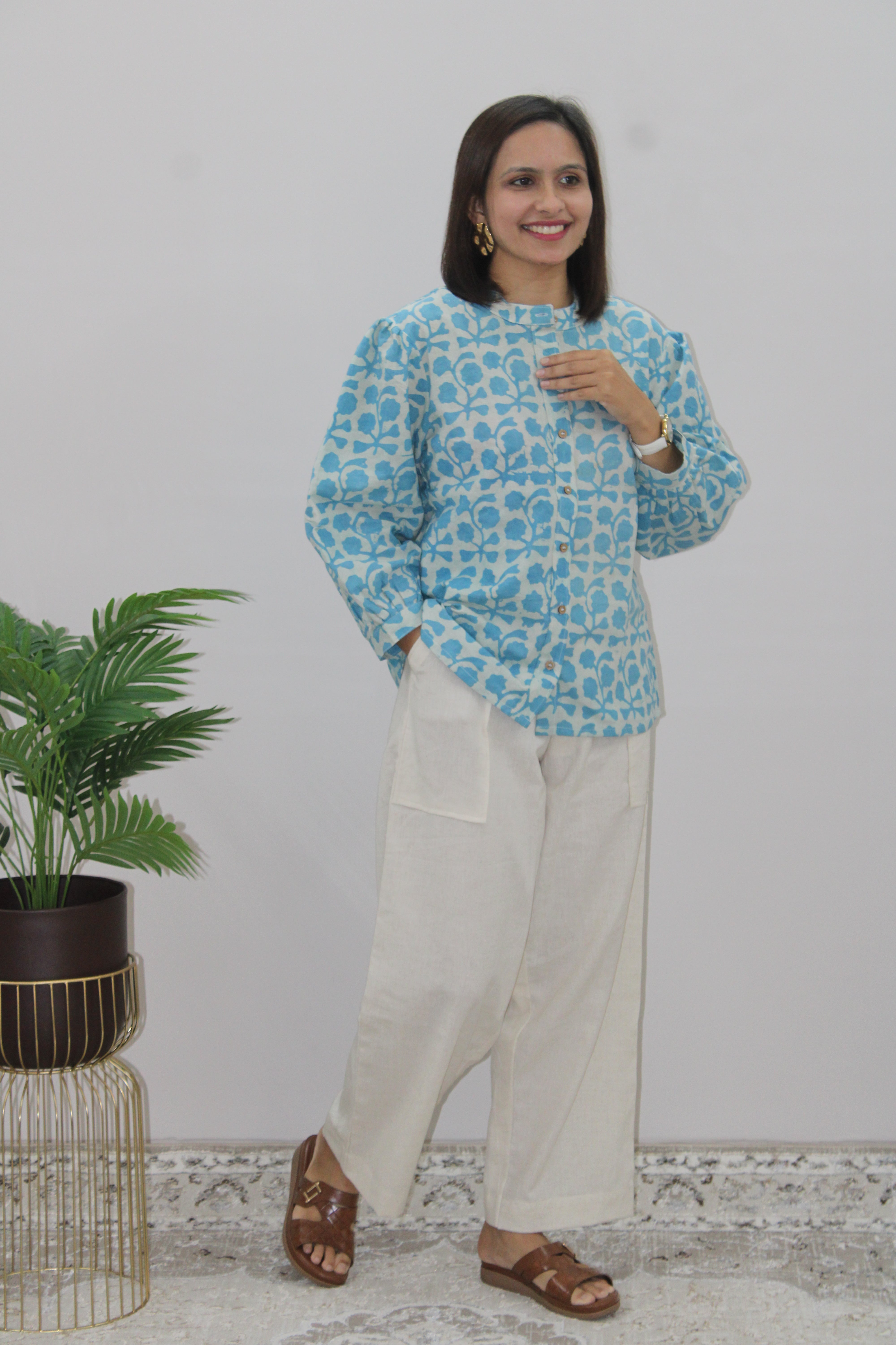 Sky Blue Batik Top