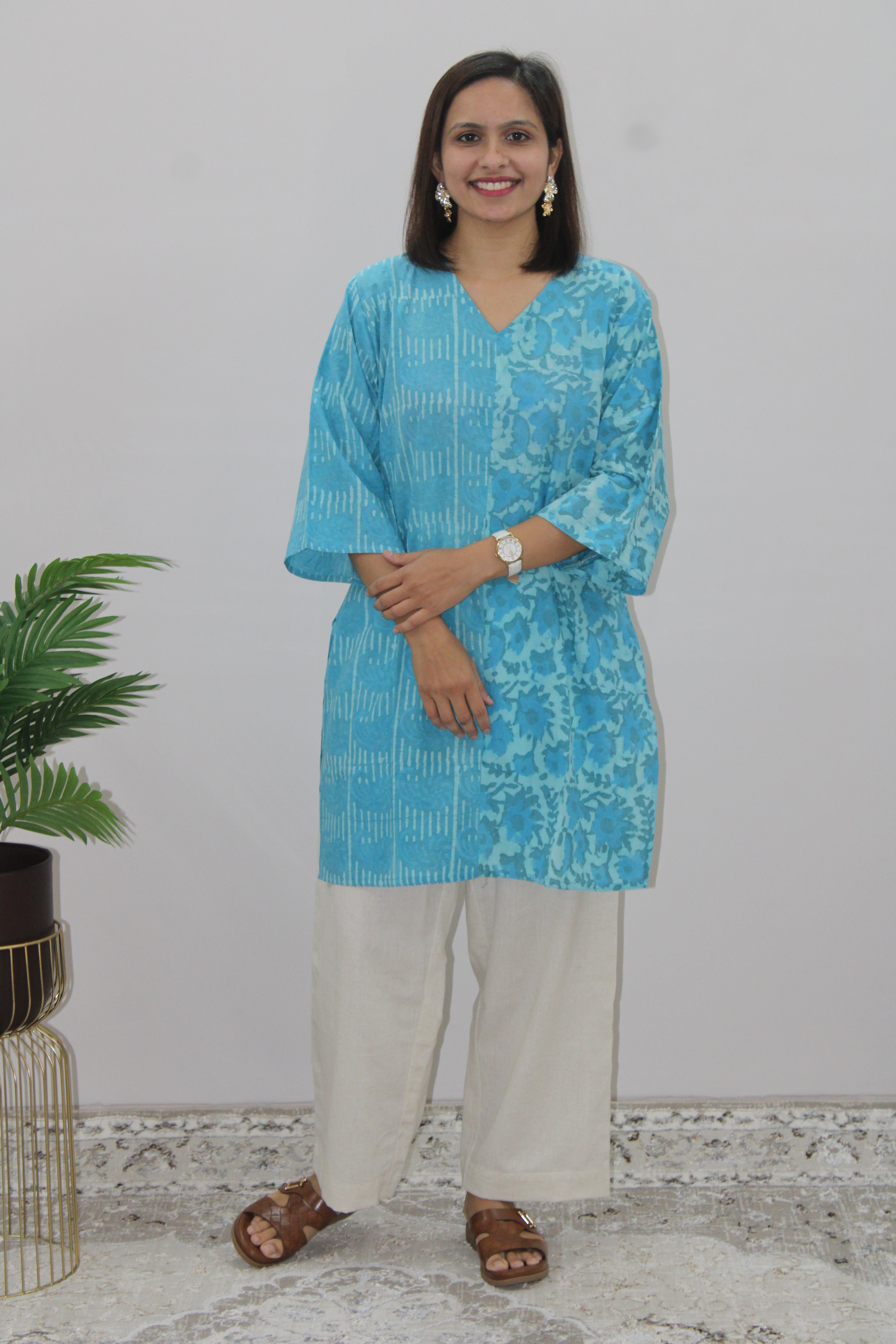 Sky Blue Printed Kurta