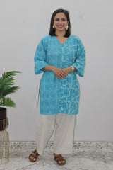 Sky Blue Printed Kurta