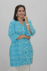 Sky Blue Printed Kurta