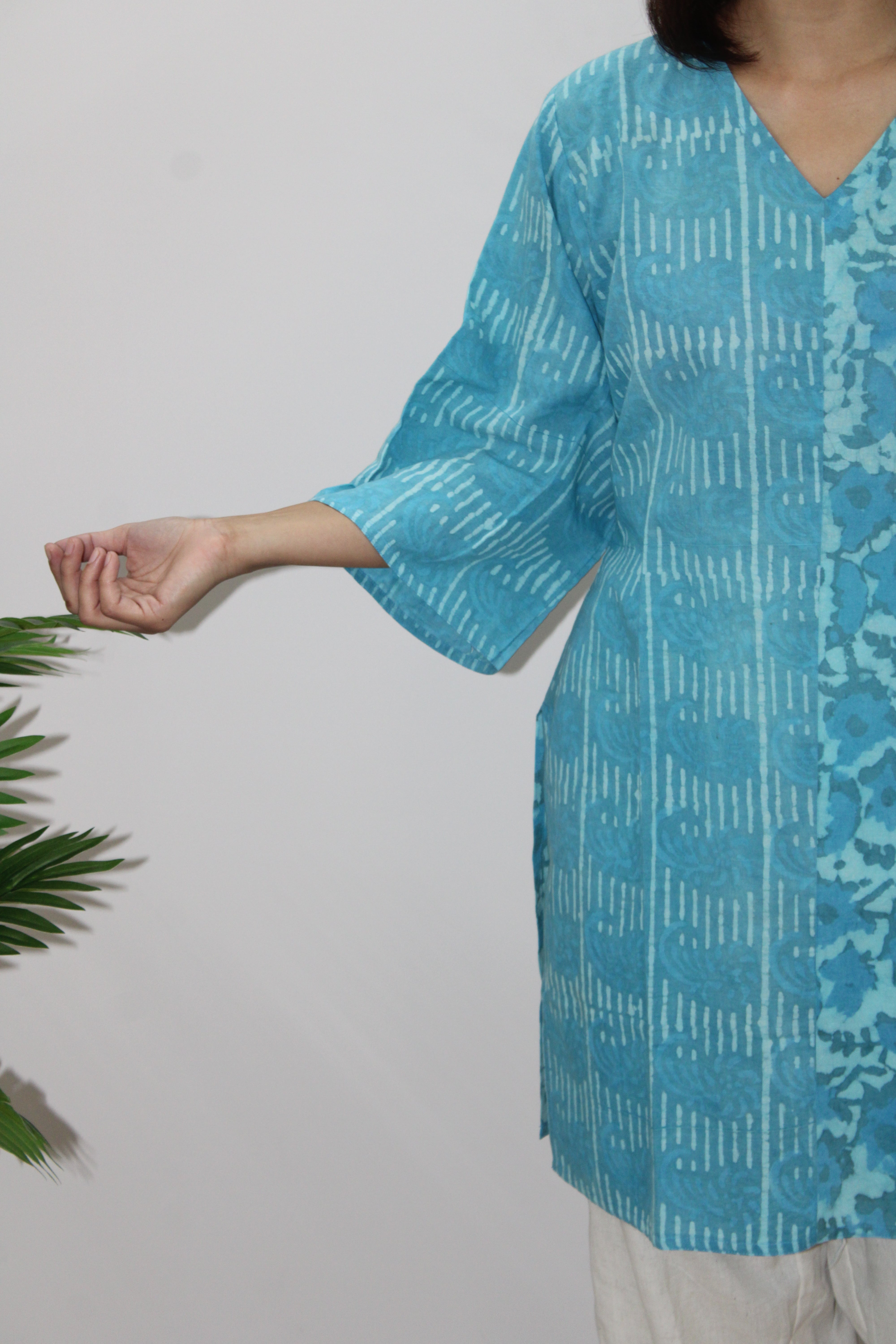 Sky Blue Printed Kurta