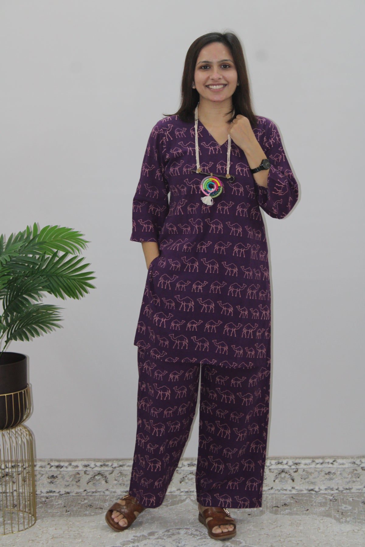 Purple camel printed co ords set