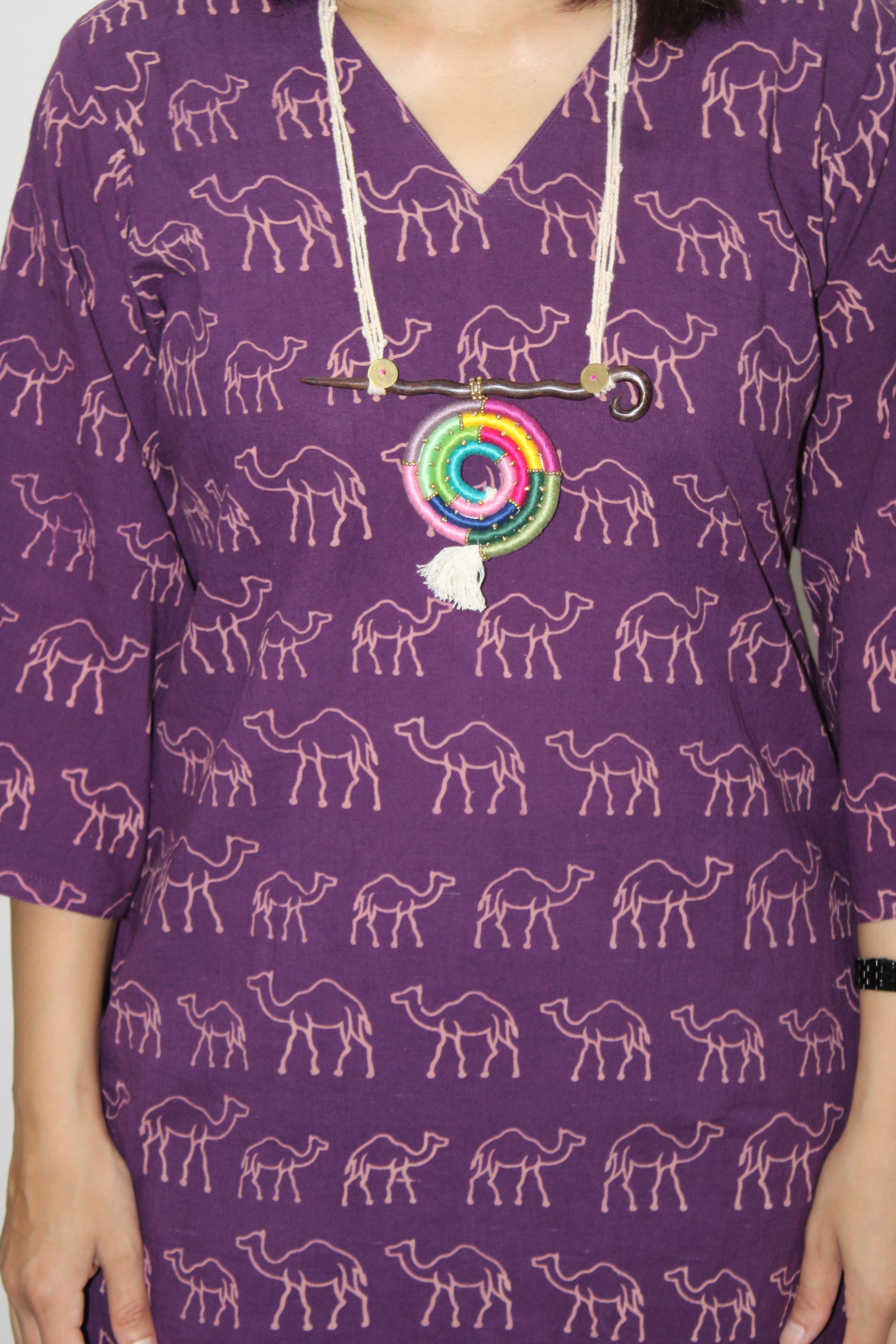 Purple Camel Printed Kurta