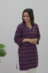 Purple Camel Printed Kurta