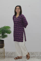 Purple Camel Printed Kurta